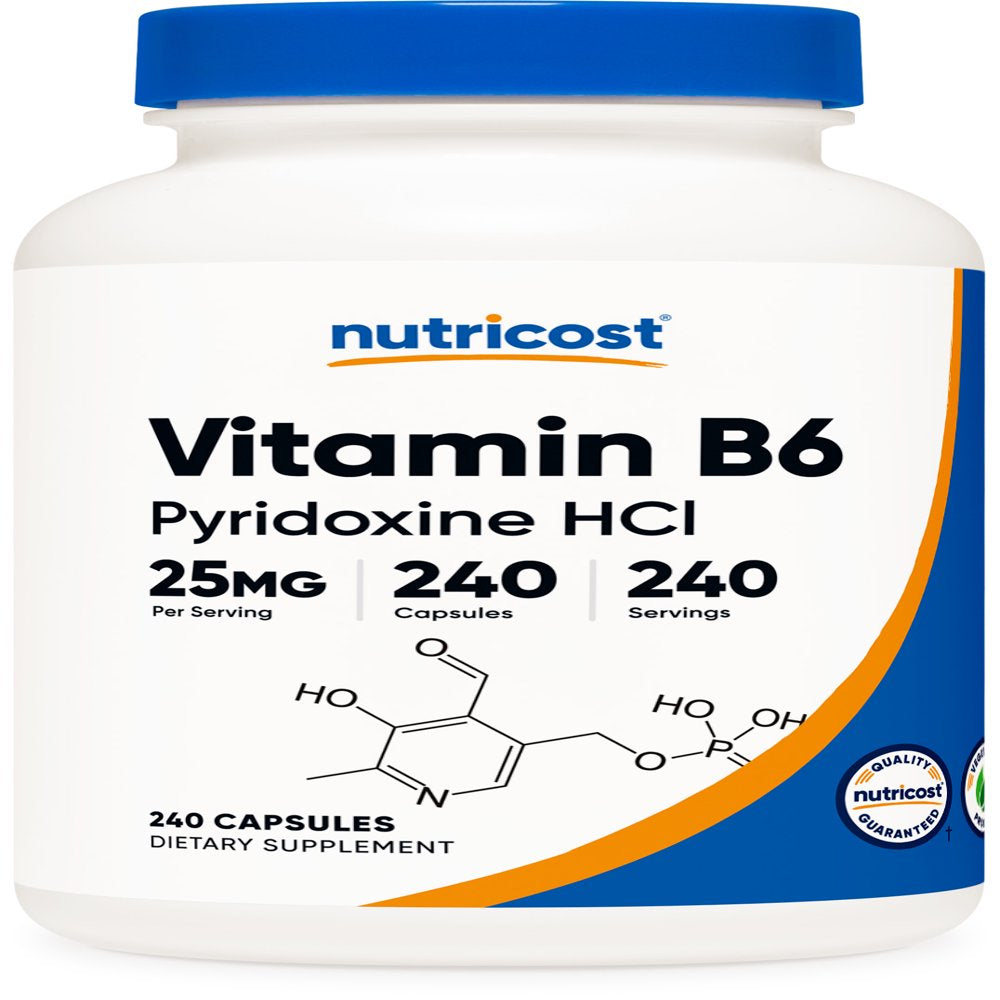 Nutricost Vitamin B6 (Pyridoxine Hcl) 25Mg, 240 Capsules, Supplement ...