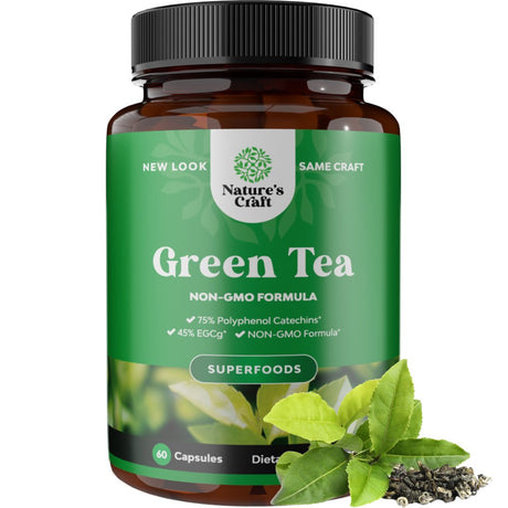 Green Tea Extract Capsules - Pure Extract - Weight Loss Pills - Burn Belly Fat - Metabolism Booster - Lose Weight Fast - for Men and Women Natural Detox Cleanse