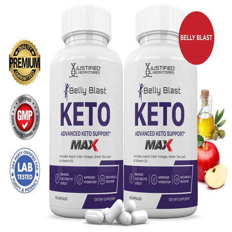 (2 Pack) Belly Blast Keto ACV MAX Pills 1675Mg Alternative to Gummies Dietary Supplement 120 Capsules