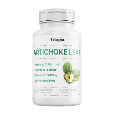 Vitapia Artichoke Leaf 1000Mg(10000Mg) per Serving - 10:1 Extract - 60 Veggie Capsules - Vegan and Non-Gmo - Supports Digestive Health and Liver Health, Healthy Metabolism, Antioxidant