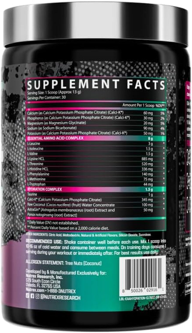 Nutrex Research EAA Hydration | Eaas + BCAA Powder | Muscle Recovery, Strength, Muscle Building, Endurance | 8G Essential Amino Acids + Electrolytes | Strawberry Watermelon 30 Serving