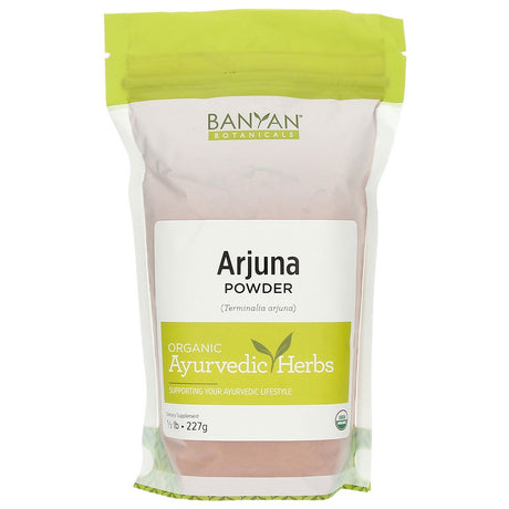 Banyan Botanicals Organic Arjuna Powder ­­– Arjuna Bark Powder (Terminalia Arjuna) –Traditional Herbal Heart Supplement for Proper Heart Function* – 1/2 Lb. – Non-Gmo, Sustainably Sourced, Vegan*