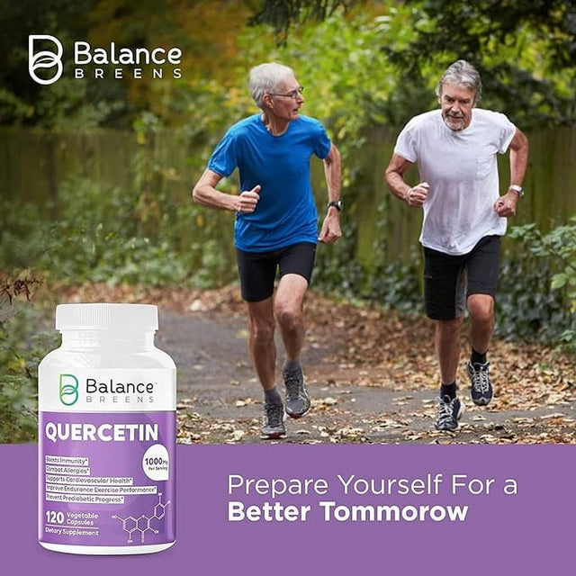 Balance Breens Quercetin 1000Mg Supplement - Supports Cardiovascular Health, Immune Response & Allergy Support - 120 Vegetable Non-Gmo Capsules