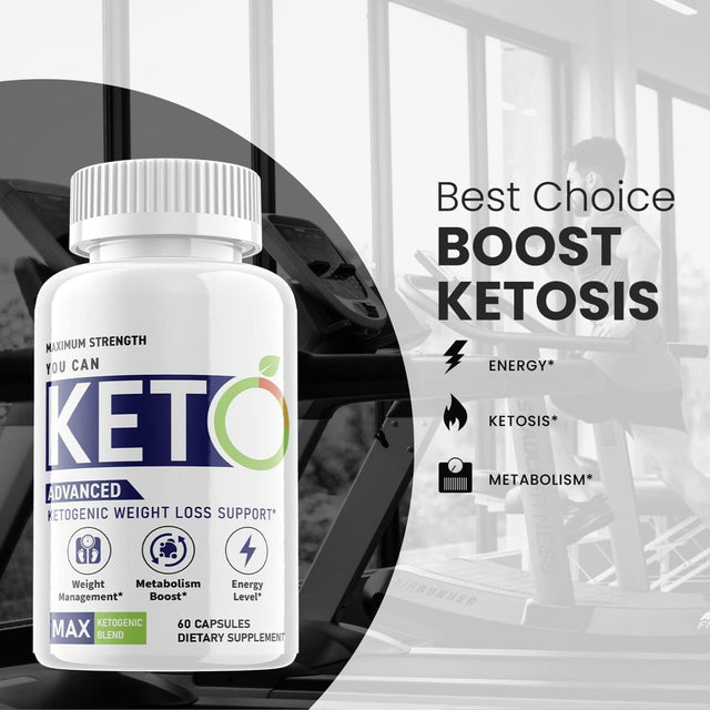 (2 Pack) You Can Keto - Keto You Weight Loss Formula - Energy & Focus Boosting Dietary Supplements for Weight Management & Metabolism - Advanced Fat Burn Raspberry Ketones Pills - 120 Capsules