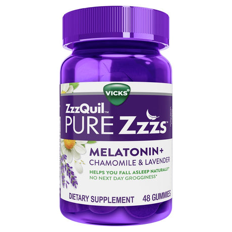 Vicks PURE Zzzs Melatonin Sleep Aid Gummies, 1Mg, Dietary Supplement, 48 Ct