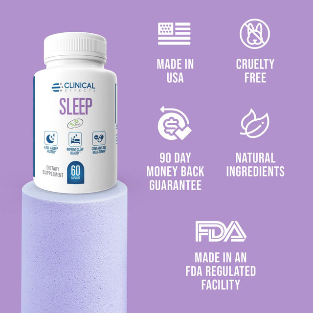 Clinical Effects Sleep - Magnesium Supplement with Magtein - 90 Capsules - L-Theanine, Chamomile Flower Extract, Magnesium for Deep and Peaceful Rest, Sleep Faster