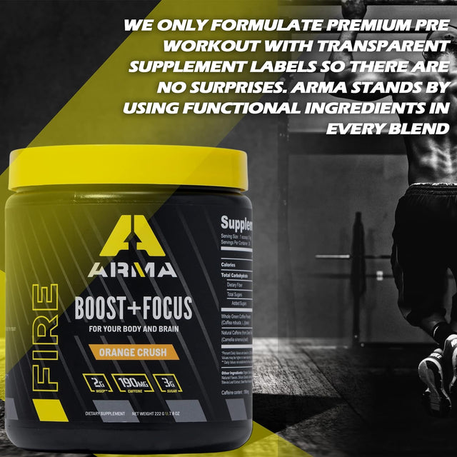 Sport FIRE - Pre Workout for Stamina, Energy, & Focus - Patented Formula with 190Mg of Green Bean Coffee Caffeine - for Cognitive Function & Focus - up to 6 Hours of Pure Energy - Orange Crush