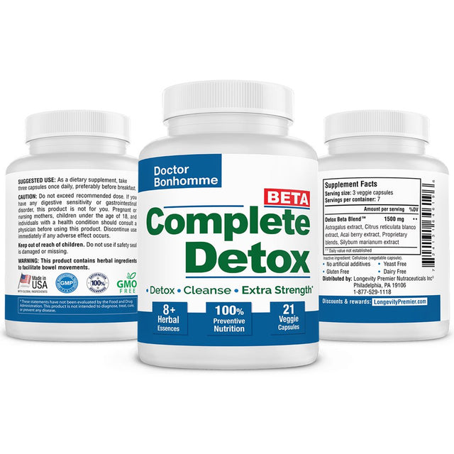 Complete Detox [BETA Formula] 7 Day - Full Body Detox with Most Thorough Cleanse & Digestive Reset