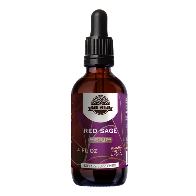 Earth'S Love Red Sage Alcohol-Free Herbal Extract Tincture, Super-Concentrated Organic Red Sage (Salvia Miltiorrhiza) Dried Root 4 Oz