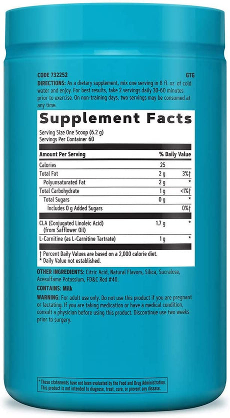 GNC Total Lean CLA + Carnitine | Improves Body Composition and Fuels Muscle Recovery, Stimulant Free and Sugar Free | Berry Sorbet | 60 Servings