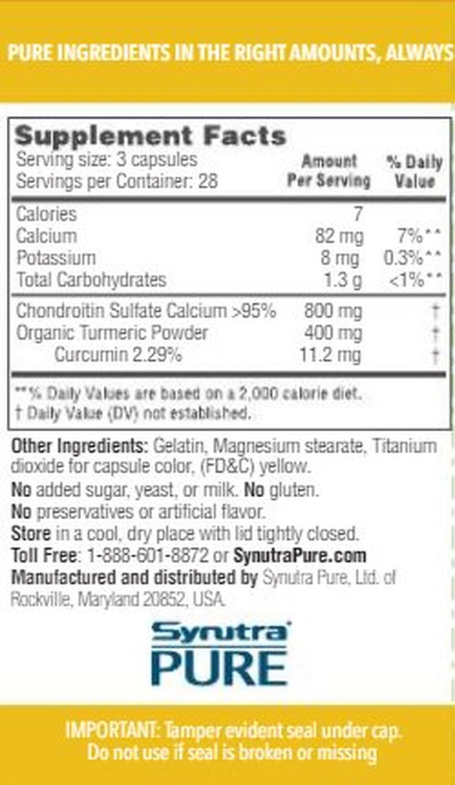 Synthritis Joint Formula Chondroitin and Turmeric, 84CT, Fast Relief Action Joint Health Supplement Chondroitin and Turmeric Capsules