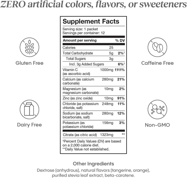 Hydralyte Electrolytes plus Immunity, Citrus Low Sugar Rapid Rehydration Powder - Lightly Sparkling Electrolyte Powder Packets with 1,000Mg Vitamin C and Zinc for an Immune Boost (8Oz Serve, 12 Count)