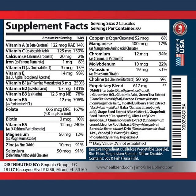 Healblend Neuro plus Brain Booster Supplements - Improving Cognitive Function, Brain & Focus Formula, Supports Memory, Concentration & Mental Clarity - 3-Pack