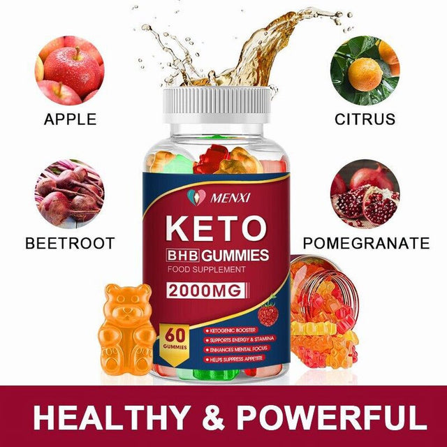 Keto ACV BHB Gummies 2000Mg for Fat Burn Weight Loss Detox Keto Diet Pills 60 Gummy