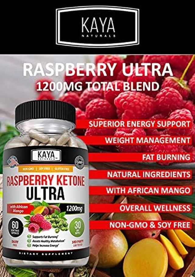 Kaya Naturals Keto Diet Raspberry Ketone - Weight Loss Supplement, Appetite Control, Boost Metabolism - 60 Count