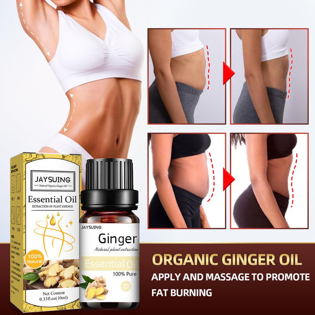 Kokovifyves 10Ml Organic Ginger Oil, Natural Ginger Oil Belly Drainage Ginger Oil, Body Massage Organic Ginger Essential Oil for Swelling and Pain Relief