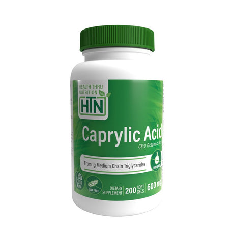 Caprylic Acid 600Mg 200 Softgels (Non-Gmo) by Health Thru Nutrition