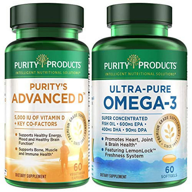 KIT - Dr. Cannell'S Advanced D + Omega-3 Ultra-Pure Fish Oil from Purity Products - Advanced D Is Packed with Vitamin D, Vitamin K2, Zinc, Magnesium Citrate, Boron and Taurine