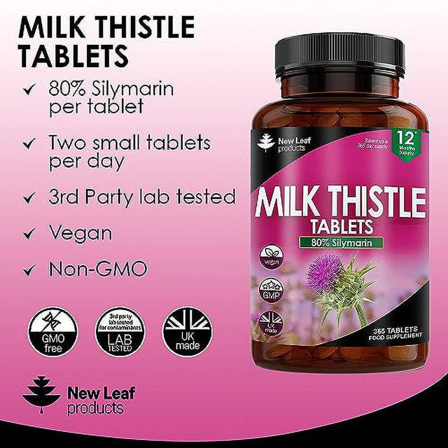 Milk Thistle Supplement 2000Mg - 1 Year Value Supply - High Strength 80% Silymarin Milk Thistle, Liver Cleanse, One a Day Tablet Detox, Tablets Not 1000Mg Capsules, Vegan, Gmo-Free, Gluten-Free