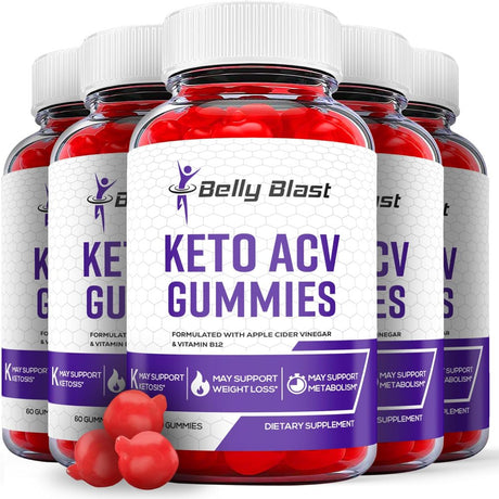 (5 Pack) Belly Blast Keto ACV Gummies - Apple Cider Vinegar Supplement for Weight Loss - Energy & Focus Boosting Dietary Supplements for Weight Management & Metabolism - Fat Burn - 300 Gummies