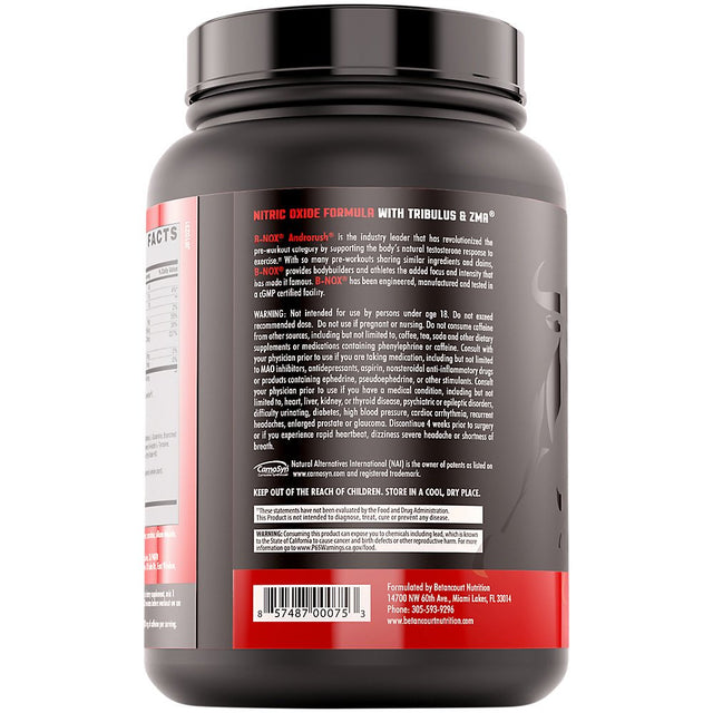 B-NOX Androrush Pre-Workout - Nitric Oxide Testosterone Blend - Fruit Punch (2.6 Lbs./65 Servings)