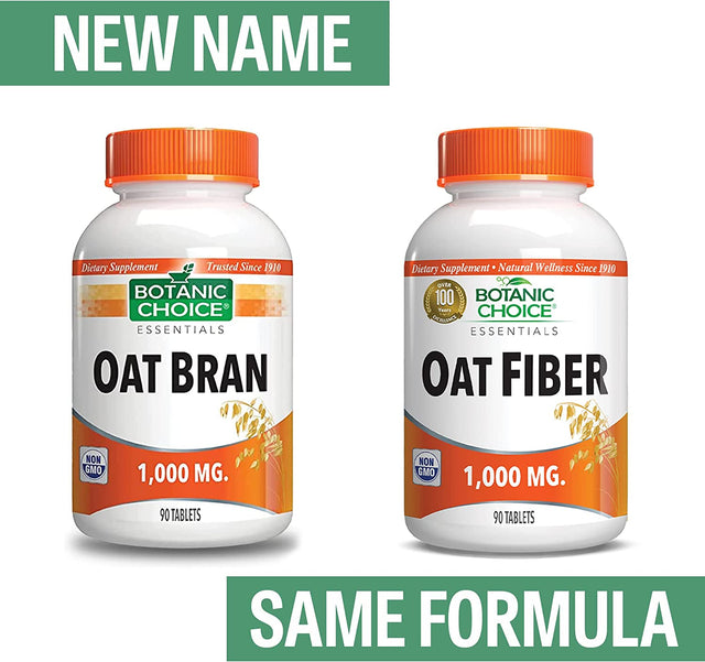 Botanic Choice Oat Fiber -Natural Oat Fiber Dietary Supplement to Support Digestive Health for Women and Men - 90 Tablets (1000 Mg Each)