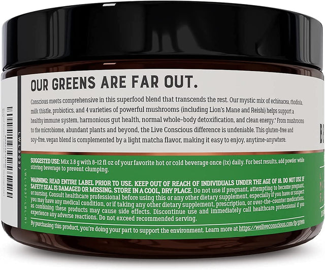 Live Conscious beyond Greens Concentrated Superfood Powder & Organic Pea Protein Powder - Cosmic Cacao Chocolate Flavor | Immune System Boost & Gut Health + Metabolism & Muscle Support