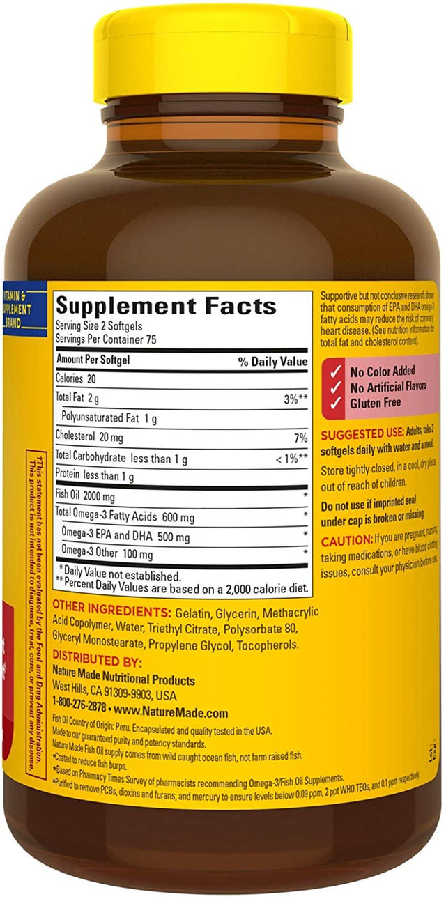 Nature Made Fish Oil Burp-Less -- 1000 Mg - 150 Softgels