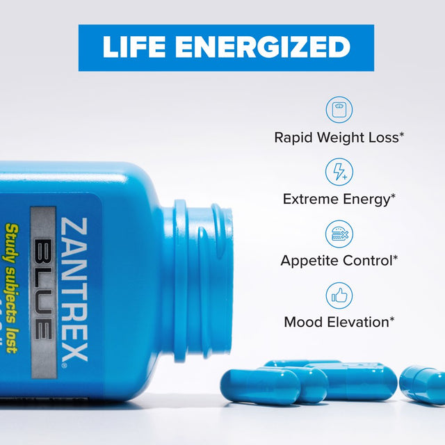 Zantrex Blue High-Energy Rapid Weight Loss Supplement - Advanced Metabolic Boosting Formula, Reduces Body Fat, Enhances Stamina & Performance - 84 Count Capsules