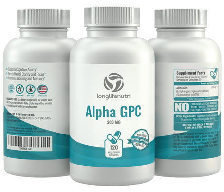 Alpha GPC Choline 300 Mg - 120 Vegetarian Capsules