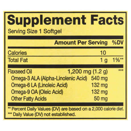 Spring Valley Flaxseed Oil Dietary Supplement, 1,200 Mg, 200 Count