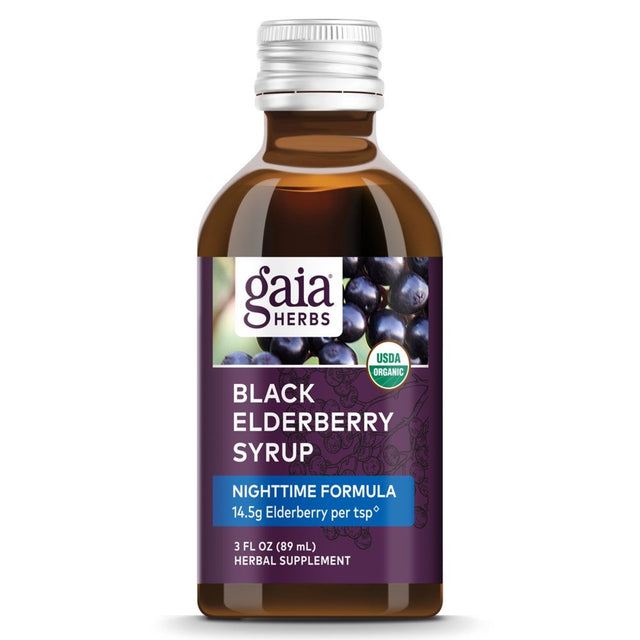 Gaia Herbs Rapidrelief Black Elderberry Nighttime Syrup -- 3 Fl Oz