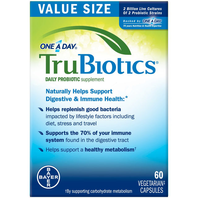 One a Day TRUBIOTICS, Daily Probiotic Supplement for Digestive and Immune Health*, Men and Women, 60-Capsule