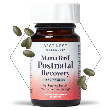 Mama Bird Postnatal Recovery, Once Daily, Replenish with Iron, L-Methylfolate (Folic Acid), Methylcobalamin (B12), Natural Vitamin, Repair and Support, 30 Ct