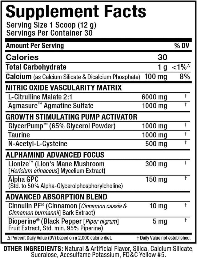 ALLMAX IMPACT PUMP, Blue Raspberry - 360 G - Stim-Free Pre-Workout Formula - Boosts Pumps & Mind-Muscle Connection - with Citrulline Malate & Lion’S Mane - up to 30 Servings