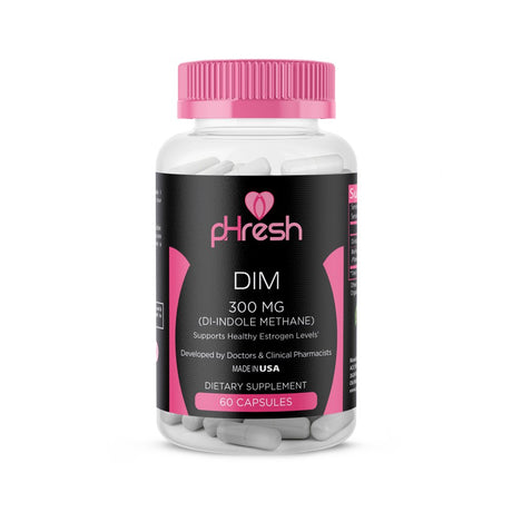 Phresh DIM Supplement - Women Estrogen Balance Support 300 Mg - Gluten-Free Diindolylmethane with Bioperine - Estrogen Supplement for Women and Men - Non-Gmo Hormonal Acne Supplements, Made in the USA