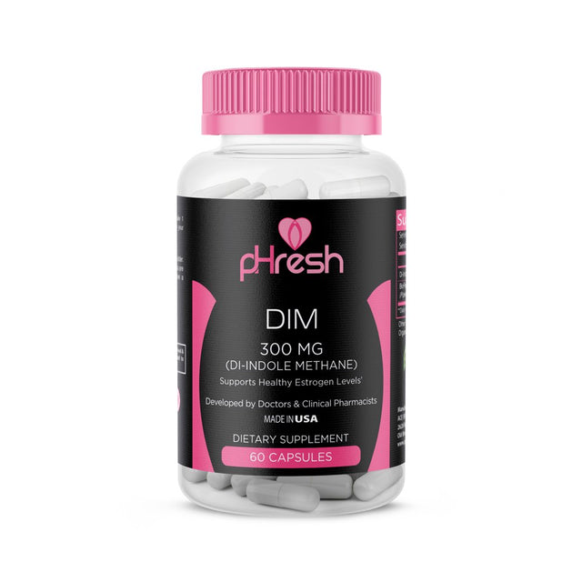 Phresh DIM Supplement - Women Estrogen Balance Support 300 Mg - Gluten-Free Diindolylmethane with Bioperine - Estrogen Supplement for Women and Men - Non-Gmo Hormonal Acne Supplements, Made in the USA