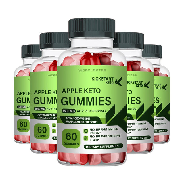 Kickstart Keto Gummies - Kickstart Keto, Apple Keto Weight Management Support Gummies (5 Pack)