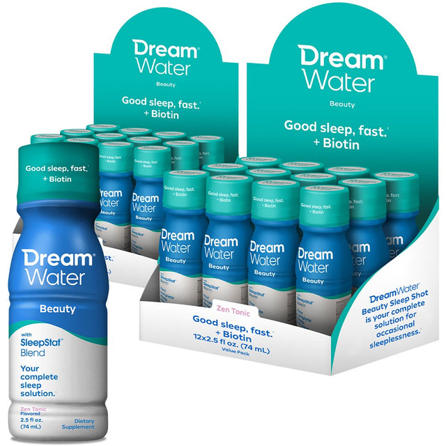 Dream Water Beauty Sleep Aid Drink Supplement; Liquid Shot W/ 5Mg Melatonin, GABA, 5-HTP, 24-Count