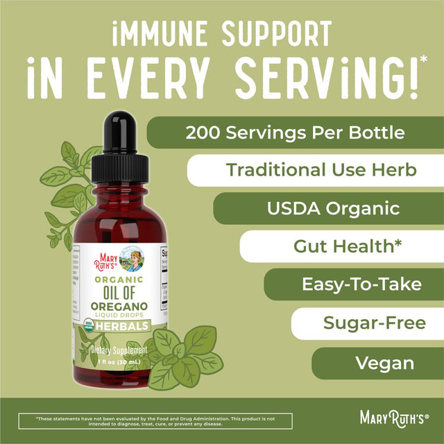 Maryruth'S | USDA Organic Oil of Oregano Liquid Drops | Herbal Blend for Digestive Health & Immune Support | Vegan, Non-Gmo | 1 Fl Oz / 30Ml