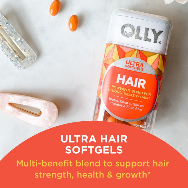 OLLY Ultra Strength Hair Support Softgel, Biotin, Keratin, Minerals, 30 Ct