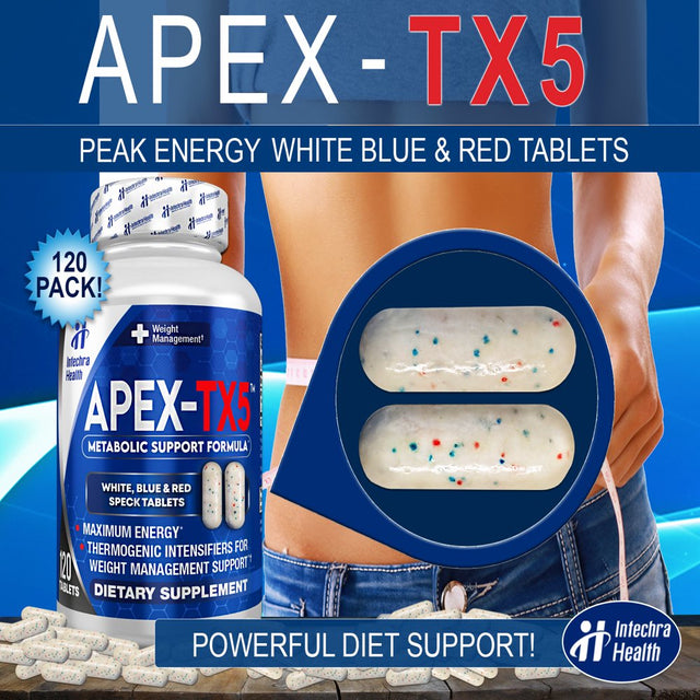 APEX-TX5 Diet Pills - Weight Management & Energy Support, 120 Tablets per Bottle