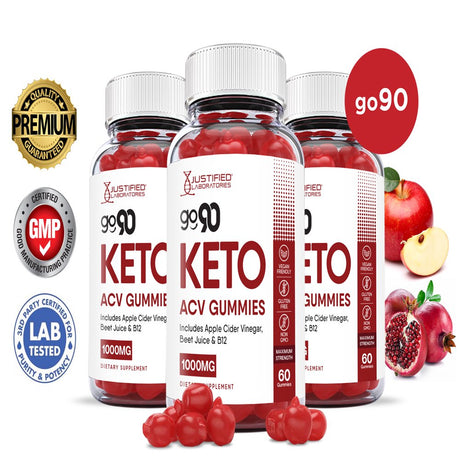 (3 Pack) Go 90 Keto ACV Gummies 1000MG Dietary Supplement 180 Gummys