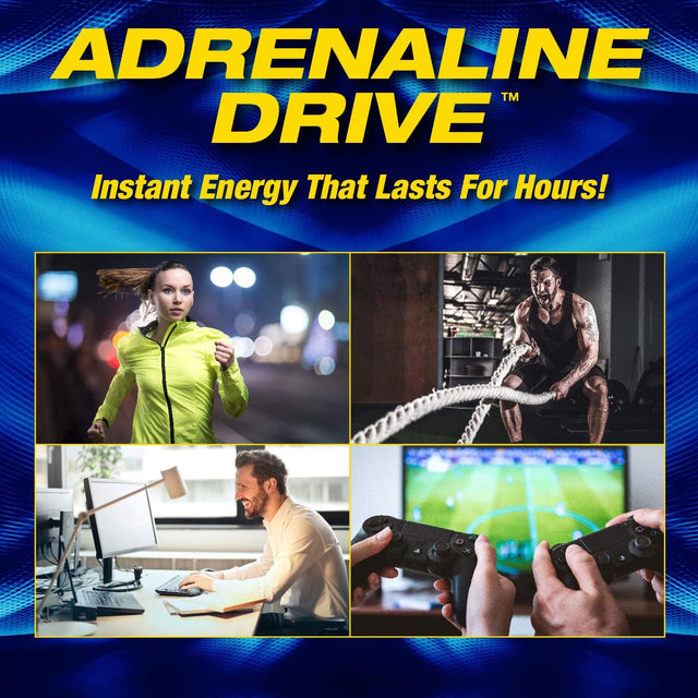 MHP Adrenaline Drive Instant Energizing Mints, Pre-Workout, Enhanced Mental Focus, Sugar Free, W/150Mg Caffeine, Peppermint, 30 Tablets