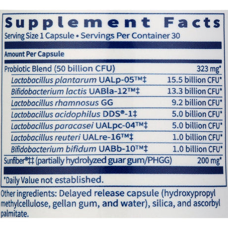 Klaire Labs Ther-Biotic Synbiotic Probiotic - 50B CFU Immune & Digestive Support - GI, Microbiome + Immune Support - Delayed Release Probiotics with Prebiotic - Hypoallergenic, Shelf-St