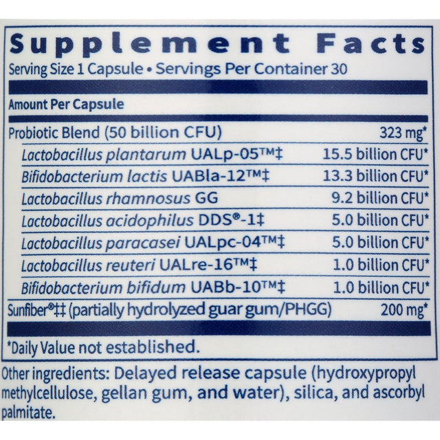 Klaire Labs Ther-Biotic Synbiotic Probiotic - 50B CFU Immune & Digestive Support - GI, Microbiome + Immune Support - Delayed Release Probiotics with Prebiotic - Hypoallergenic, Shelf-St