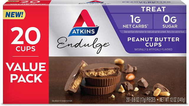 Atkins Endulge Peanut Butter Cups, Dessert Favorite, Low Carb, 0G Sugar, 20 Count