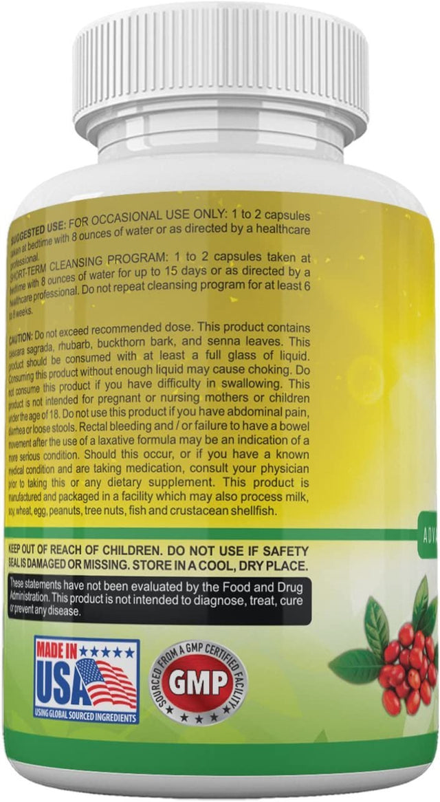 Colon Detox Advanced Cleansing Formula- All-Natural Men and Women Weight Loss Capsules- Colon Cleansing Dietary Supplements- Herbal Laxative- Colon Cleanser - Fibre Complex- 60 Capsules