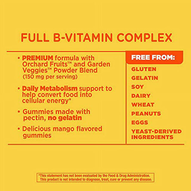 Natureâ€™S Way Alive! B-Complex Gummies, Cellular Energy Support*, 8 B-Vitamins, Vegetarian, Mango Flavored, 60 Gummies