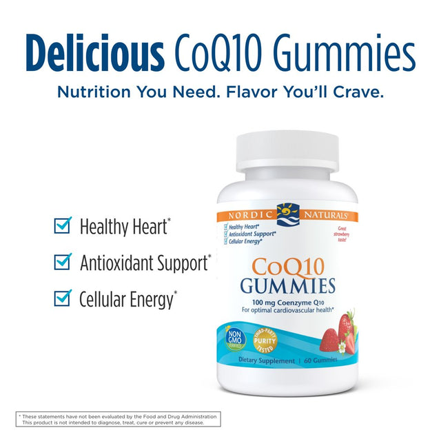 Nordic Naturals Coq10 Gummies, 100 Mg, Great Taste, Non-Gmo, Vegan, 60 Ct